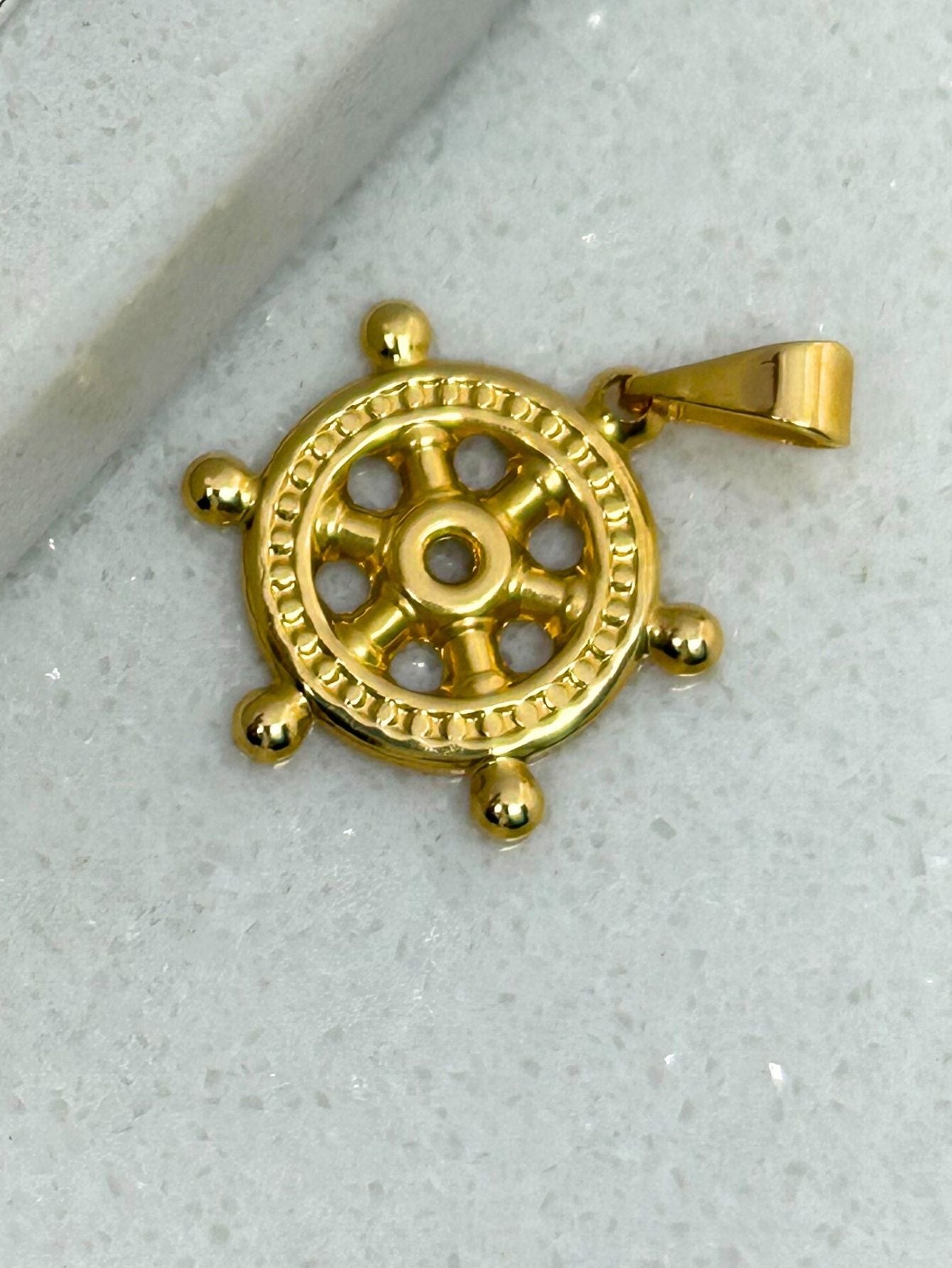 PINGENTE LEME TIMÃO DE NAVIO SEMI JOIAS